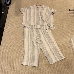 Black Tape Blue and White Boxy Button Down Shirt